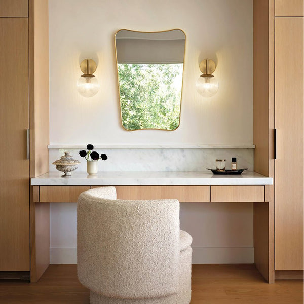 Chandelierias - Classic Glam 1 - Light Ribbed Glass Wall Sconce Vanity Light - Wall Light - Brass - 