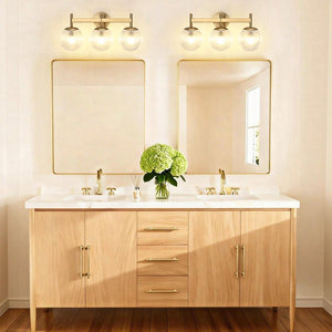 Chandelierias - Classic Glam 3 - Light Ribbed Glass Linear Vanity Light - Wall Light - Brushed Brass - 