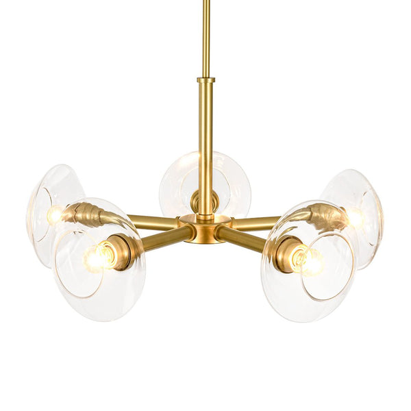 Chandelierias - Clear Rhombus Glass 5 - Light Sphere Chandelier - Chandeliers - Painted Brass - 