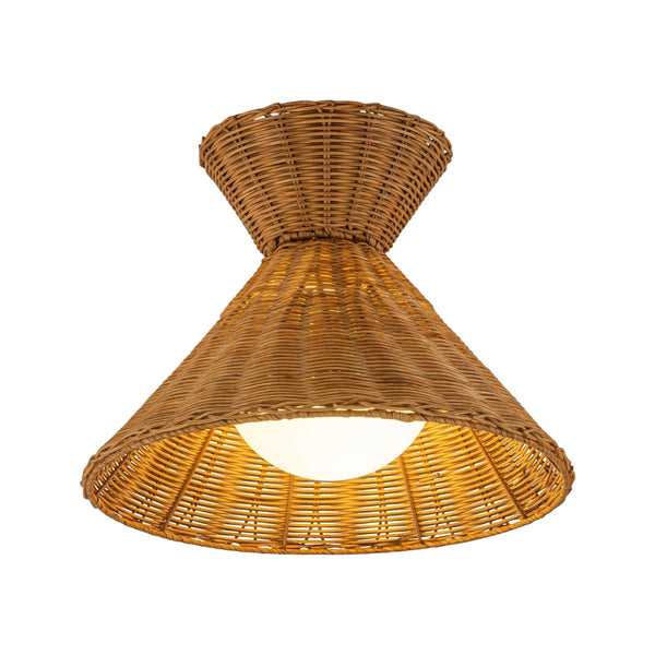 Chandelierias-Coastal 1-Light Hourglass Shaped Rattan Flush Mount-Flush Mount-15.7 in-