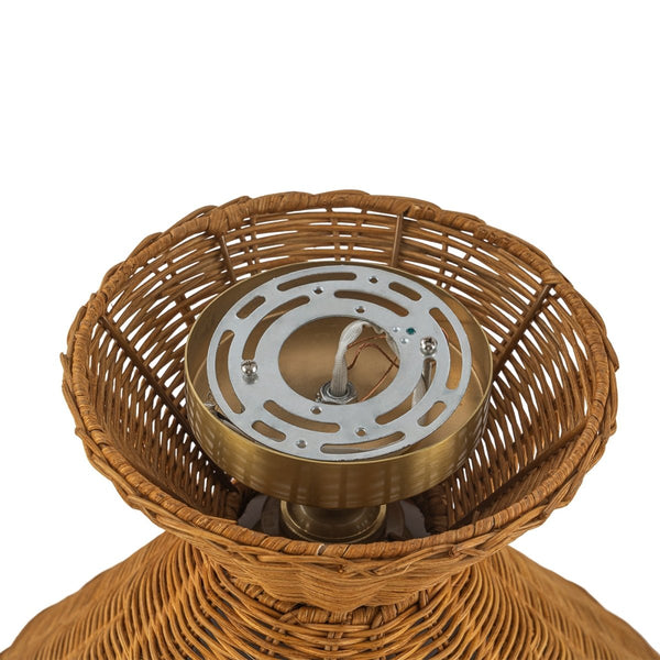 Chandelierias-Coastal 1-Light Hourglass Shaped Rattan Flush Mount-Flush Mount-15.7 in-