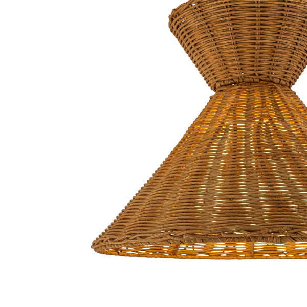 Chandelierias-Coastal 1-Light Hourglass Shaped Rattan Flush Mount-Flush Mount-15.7 in-