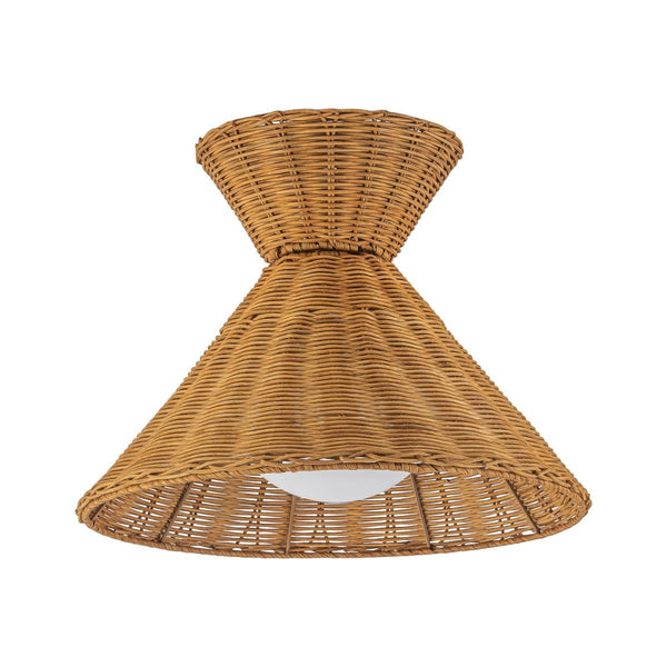 Chandelierias-Coastal 1-Light Hourglass Shaped Rattan Flush Mount-Flush Mount-15.7 in-