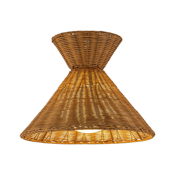 Chandelierias-Coastal 1-Light Hourglass Shaped Rattan Flush Mount-Flush Mount-15.7 in-