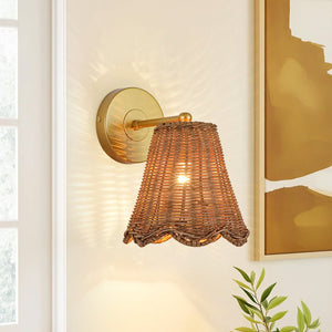 Chandelierias - Coastal Grandeur 1 - Light Rattan Wall sconce - Wall Light - Gold - 1 - Pack