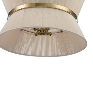 Chandelierias-Coastal-style Brass Hourglass Shape Natural Rope Drum Pendant-Pendant-8 Bulbs-
