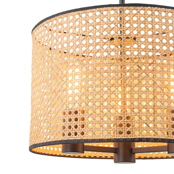 Chandelierias - Coastal Style Handmade Woven Rattan Drum Pendant - Pendant - 5 Bulbs - 