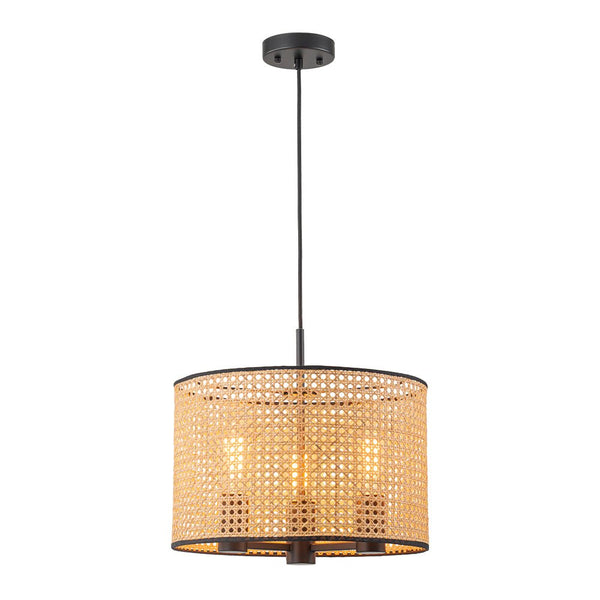 Chandelierias - Coastal Style Handmade Woven Rattan Drum Pendant - Pendant - 5 Bulbs - 