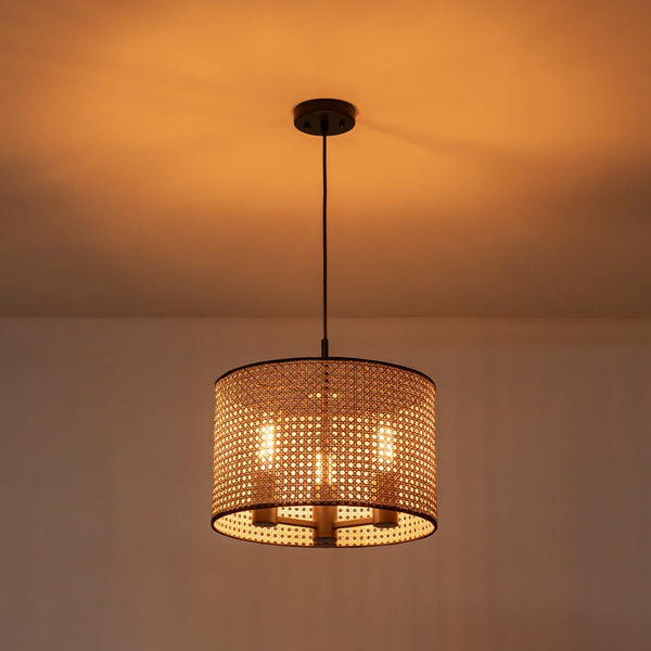 Chandelierias - Coastal Style Handmade Woven Rattan Drum Pendant - Pendant - 5 Bulbs - 