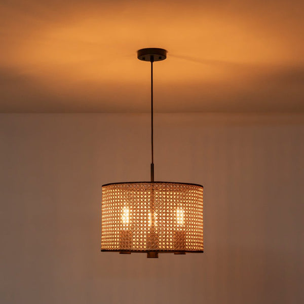 Chandelierias - Coastal Style Handmade Woven Rattan Drum Pendant - Pendant - 5 Bulbs - 