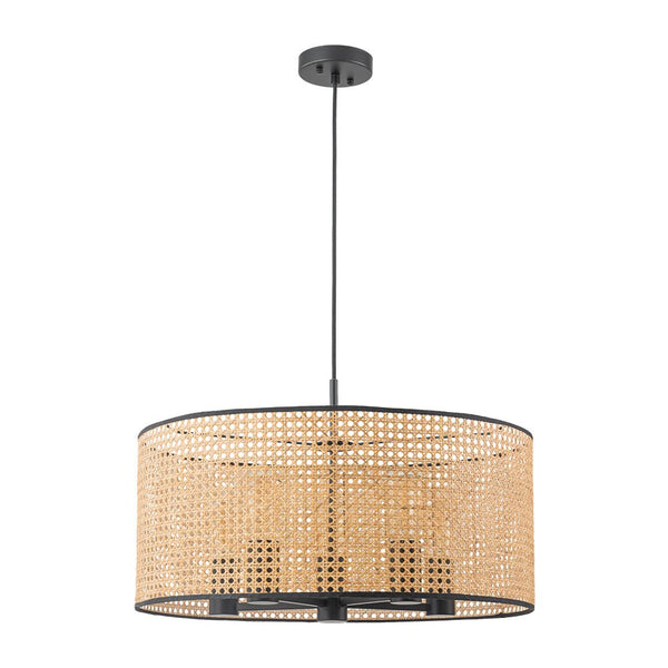 Chandelierias - Coastal Style Handmade Woven Rattan Drum Pendant - Pendant - 5 Bulbs - 