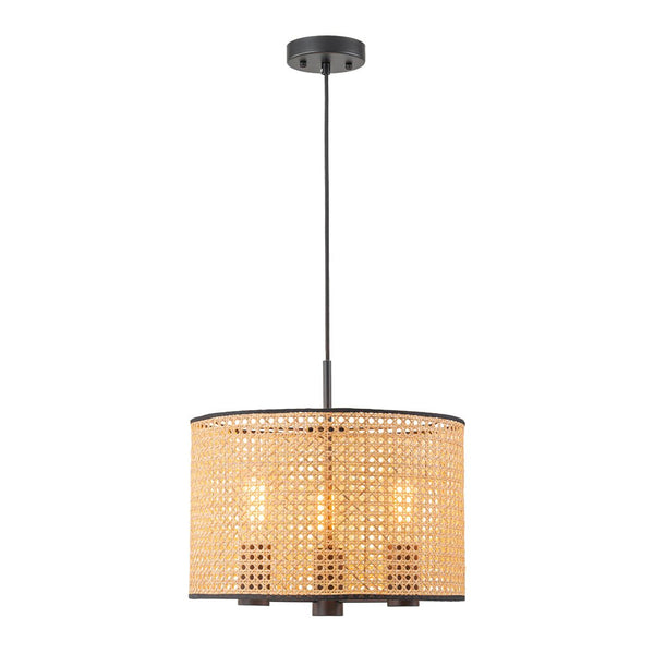 Chandelierias - Coastal Style Handmade Woven Rattan Drum Pendant - Pendant - 5 Bulbs - 
