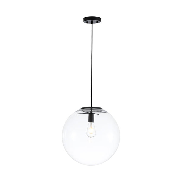 Chandelierias - Contemporary 1 - Light Clear Glass Single Sphere Pendant - Pendants - Black - 