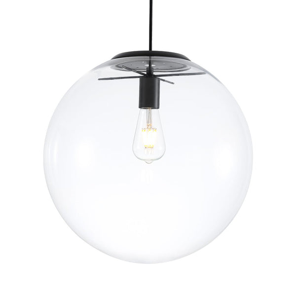 Chandelierias - Contemporary 1 - Light Clear Glass Single Sphere Pendant - Pendants - Black - 