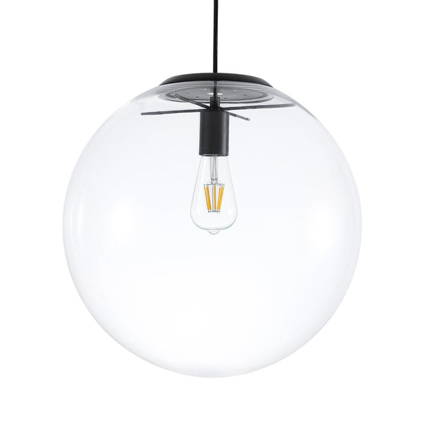 Chandelierias - Contemporary 1 - Light Clear Glass Single Sphere Pendant - Pendants - Black - 