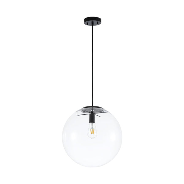Chandelierias - Contemporary 1 - Light Clear Glass Single Sphere Pendant - Pendants - Black - 
