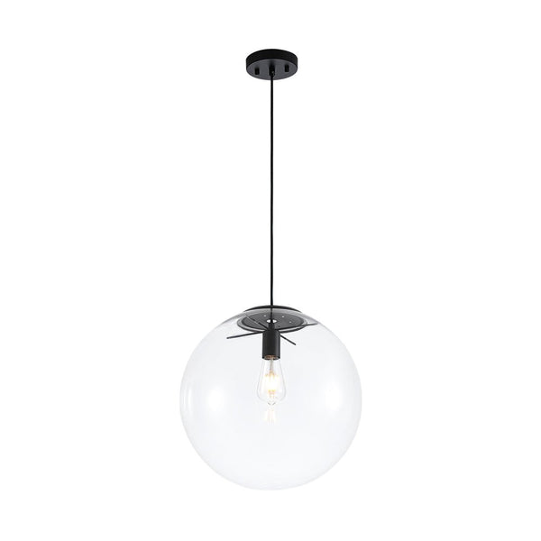 Chandelierias - Contemporary 1 - Light Clear Glass Single Sphere Pendant - Pendants - Black - 