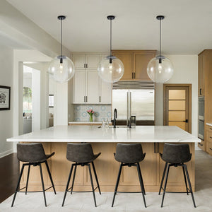 Chandelierias - Contemporary 1 - Light Clear Glass Single Sphere Pendant - Pendants - Black - 