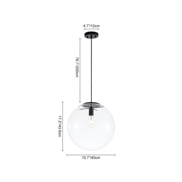 Chandelierias - Contemporary 1 - Light Clear Glass Single Sphere Pendant - Pendants - Black - 