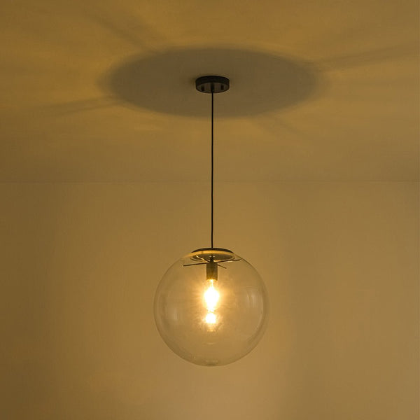 Chandelierias - Contemporary 1 - Light Clear Glass Single Sphere Pendant - Pendants - Black - 