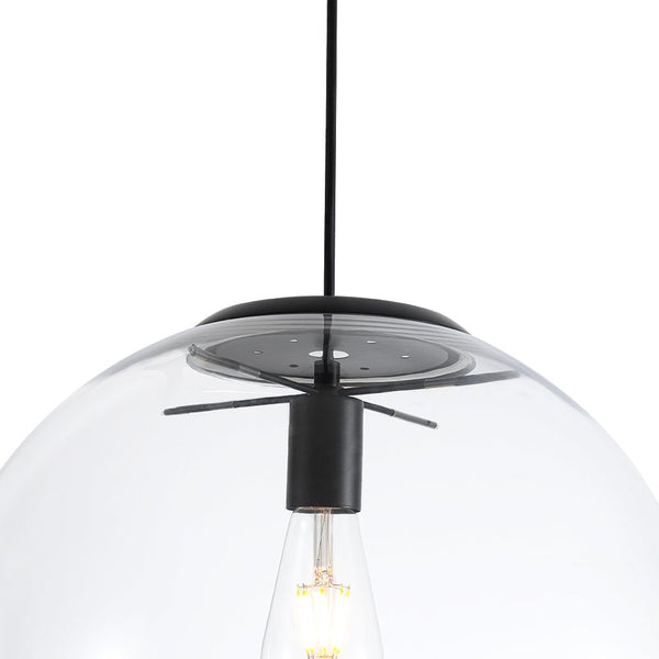 Chandelierias - Contemporary 1 - Light Clear Glass Single Sphere Pendant - Pendants - Black - 