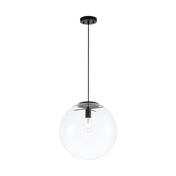 Chandelierias - Contemporary 1 - Light Clear Glass Single Sphere Pendant - Pendants - Black - 