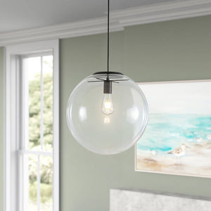 Chandelierias - Contemporary 1 - Light Clear Glass Single Sphere Pendant - Pendants - Black - 