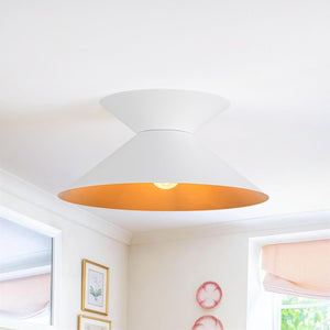 Chandelierias-Contemporary 1-Light Dual Cone Iron Hourglass Flush Mount-Flush Mount-White-1-Pack