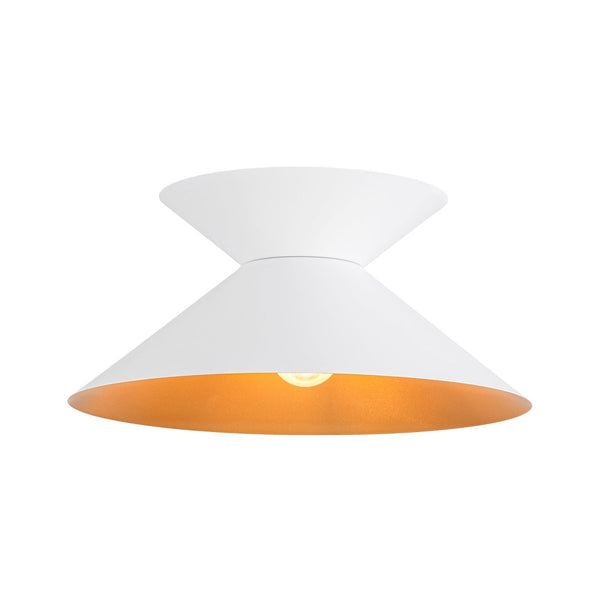 Chandelierias-Contemporary 1-Light Dual Cone Iron Hourglass Flush Mount-Flush Mount-White-1-Pack