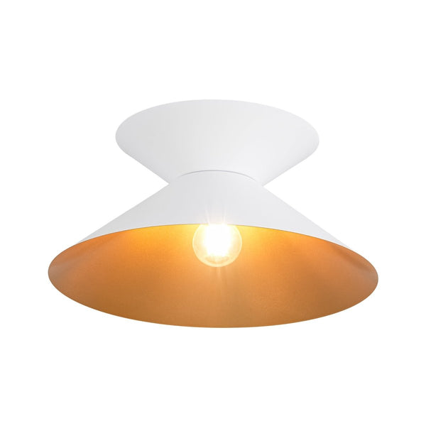 Chandelierias-Contemporary 1-Light Dual Cone Iron Hourglass Flush Mount-Flush Mount-White-1-Pack