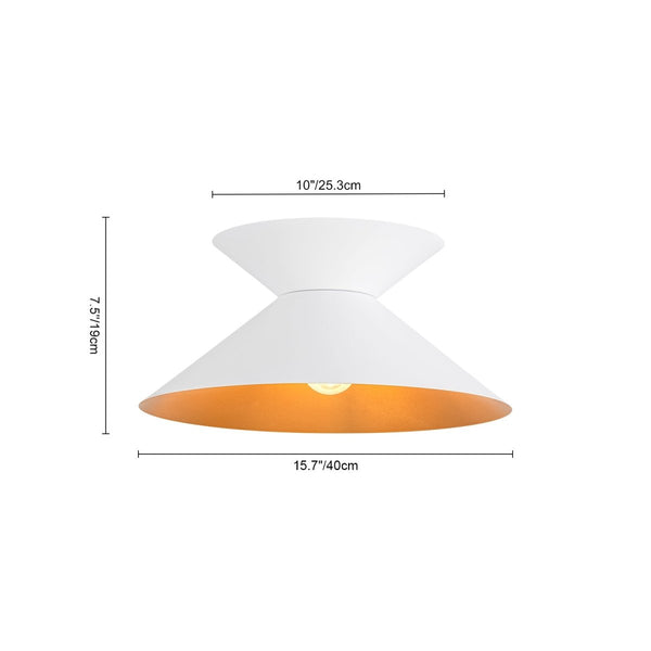 Chandelierias-Contemporary 1-Light Dual Cone Iron Hourglass Flush Mount-Flush Mount-White-2-Pack