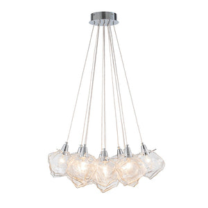 Chandelierias - Contemporary 13 - Light Chrome Dimmable Cluster Ice Cube Glass Chandelier - Chandelier - Chrome - 