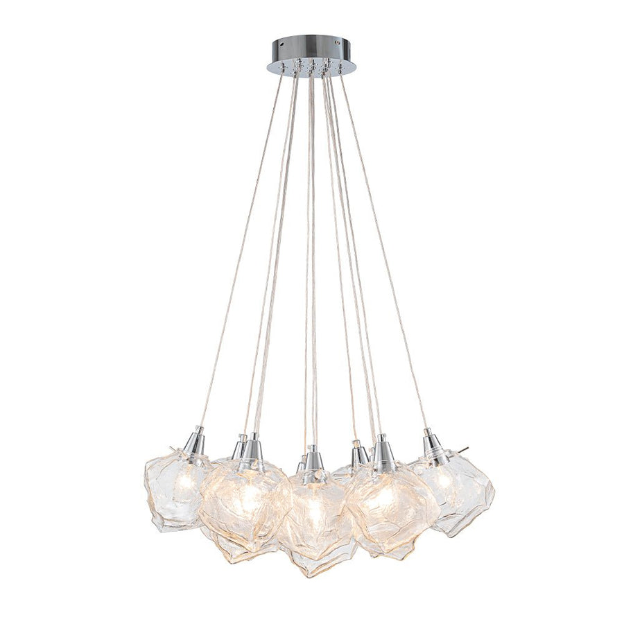 Chandelierias - Contemporary 13 - Light Chrome Dimmable Cluster Ice Cube Glass Chandelier - Chandelier - Chrome - 