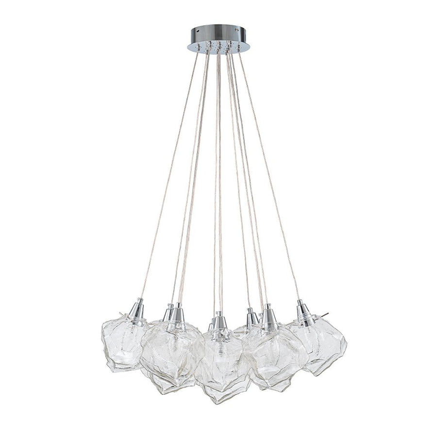 Chandelierias - Contemporary 13 - Light Chrome Dimmable Cluster Ice Cube Glass Chandelier - Chandelier - Chrome - 