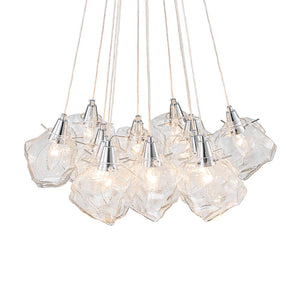 Chandelierias - Contemporary 13 - Light Chrome Dimmable Cluster Ice Cube Glass Chandelier - Chandelier - Chrome - 