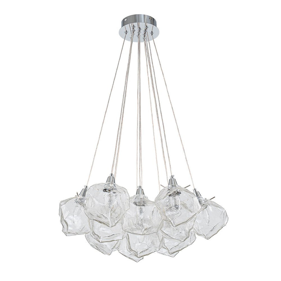 Chandelierias - Contemporary 13 - Light Chrome Dimmable Cluster Ice Cube Glass Chandelier - Chandelier - Chrome - 