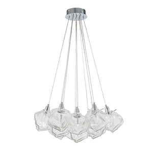 Chandelierias - Contemporary 13 - Light Chrome Dimmable Cluster Ice Cube Glass Chandelier - Chandelier - Chrome - 