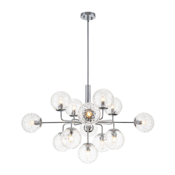Chandelierias-Contemporary 13-Light Textured Glass Dandelion Sputnik Sphere Chandelier-Chandeliers-Silver-