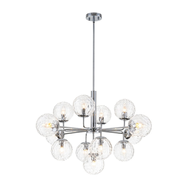 Chandelierias-Contemporary 13-Light Textured Glass Dandelion Sputnik Sphere Chandelier-Chandeliers-Silver-