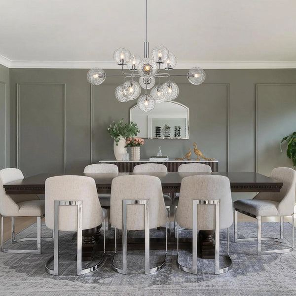 Chandelierias-Contemporary 13-Light Textured Glass Dandelion Sputnik Sphere Chandelier-Chandeliers-Silver-