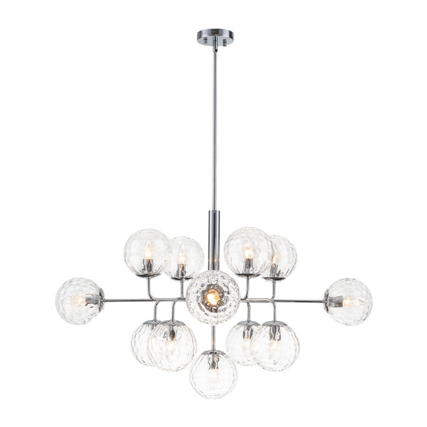Chandelierias-Contemporary 13-Light Textured Glass Dandelion Sputnik Sphere Chandelier-Chandeliers-Silver-