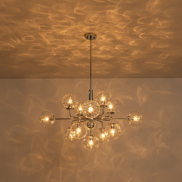 Chandelierias-Contemporary 13-Light Textured Glass Dandelion Sputnik Sphere Chandelier-Chandeliers-Silver-