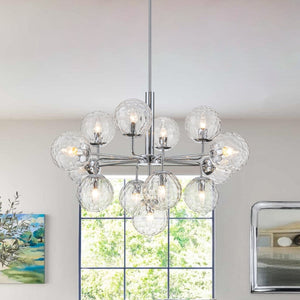 Chandelierias-Contemporary 13-Light Textured Glass Dandelion Sputnik Sphere Chandelier-Chandeliers-Silver-