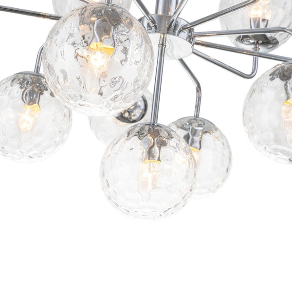 Chandelierias-Contemporary 13-Light Textured Glass Dandelion Sputnik Sphere Chandelier-Chandeliers-Silver-