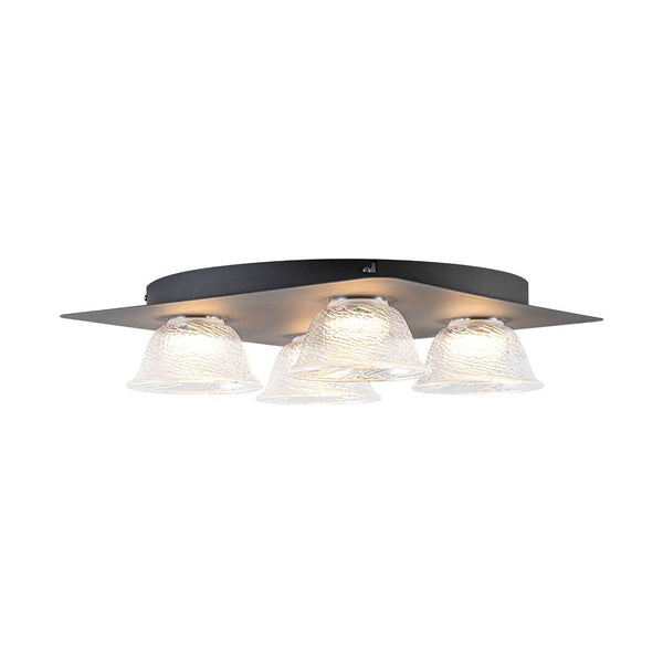 Chandelierias - Contemporary 4 - Light Colorful Bell Glass Dimmable LED Flush Mount - Semi Flush - Matte Black - 