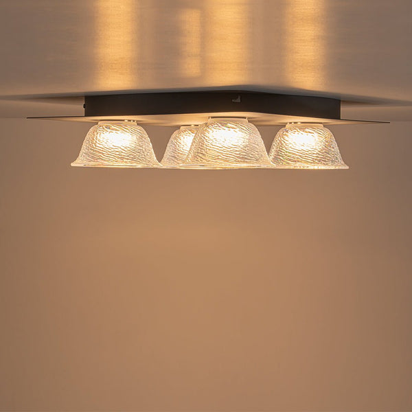 Chandelierias - Contemporary 4 - Light Colorful Bell Glass Dimmable LED Flush Mount - Semi Flush - Matte Black - 