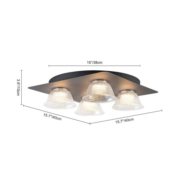 Chandelierias - Contemporary 4 - Light Colorful Bell Glass Dimmable LED Flush Mount - Semi Flush - Matte Black - 