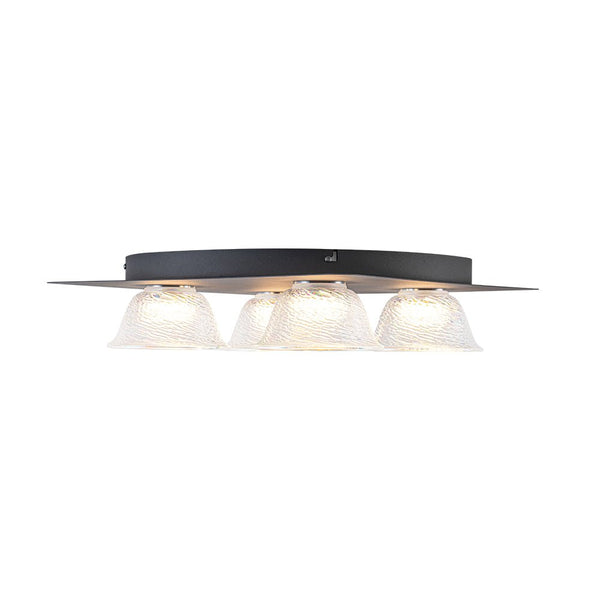 Chandelierias - Contemporary 4 - Light Colorful Bell Glass Dimmable LED Flush Mount - Semi Flush - Matte Black - 
