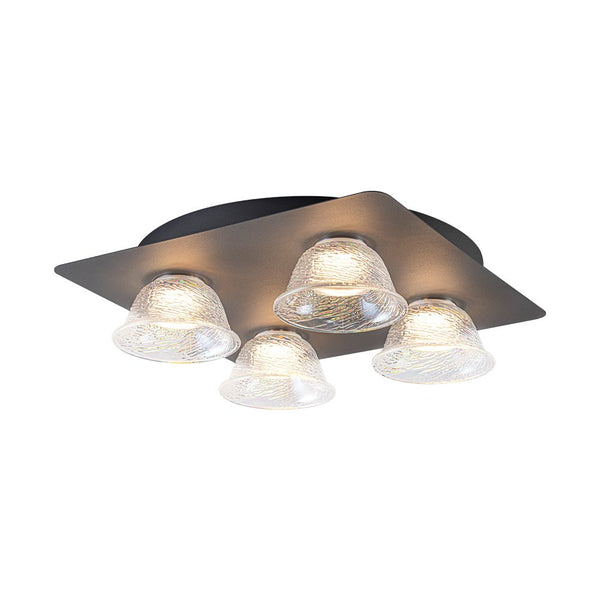 Chandelierias - Contemporary 4 - Light Colorful Bell Glass Dimmable LED Flush Mount - Semi Flush - Matte Black - 