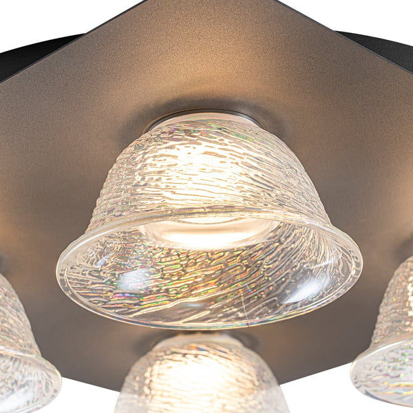 Chandelierias - Contemporary 4 - Light Colorful Bell Glass Dimmable LED Flush Mount - Semi Flush - Matte Black - 